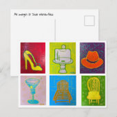 Briefkaart met 6 originele olieverfschilderijen (Voorkant / Achterkant)