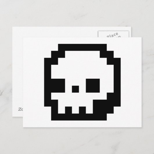 Briefkaart met 8-bits pixels schedel (Voorkant / Achterkant)