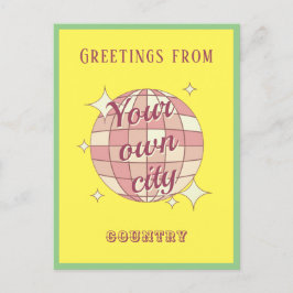 Briefkaart met aanpasbare plaatsnaam geel