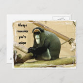 Briefkaart met aap aanmoedigen (Voorkant / Achterkant)