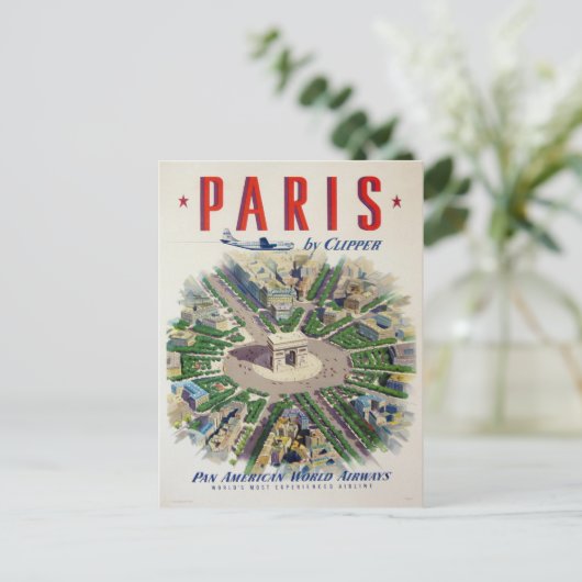 Briefkaart met Adverteren Poster op het vliegtuig (Staand voorkant)