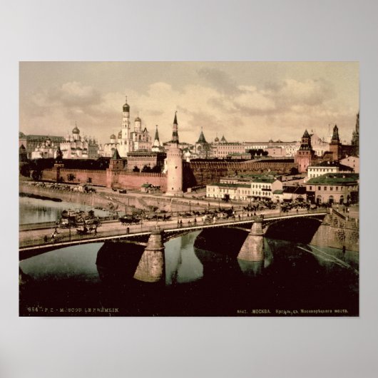 Briefkaart met afbeelding van het Kremlin in Mosko Poster (Voorkant)