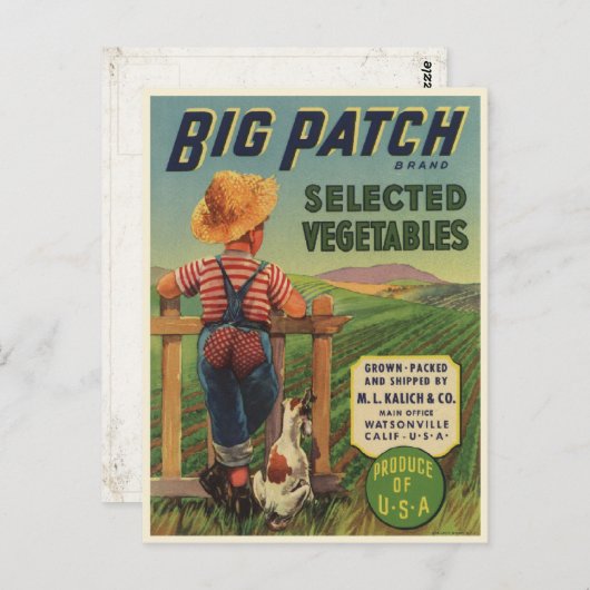 Briefkaart met  afdruk van jong Kind en hond (Voorkant / Achterkant)