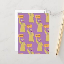 Briefkaart met Afghaanse vrouw met protestbord