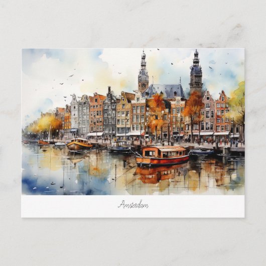 Briefkaart met Amsterdam, Nederland (Voorkant)