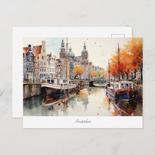 Briefkaart met Amsterdam, Nederland (Voorkant / Achterkant)