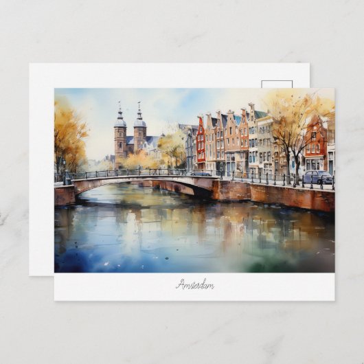 Briefkaart met Amsterdam, Nederland (Voorkant / Achterkant)