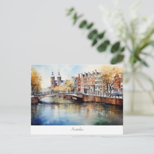 Briefkaart met Amsterdam, Nederland (Staand voorkant)