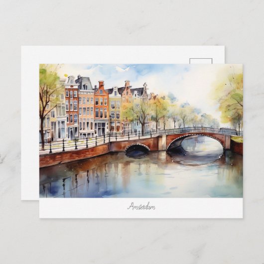 Briefkaart met Amsterdam, Nederland (Voorkant / Achterkant)