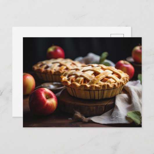 Briefkaart met appels & appeltaarten op een tafel (Voorkant / Achterkant)