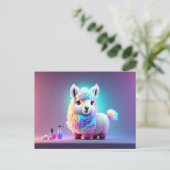 Briefkaart met Baby, schattig, cartoon lama (Staand voorkant)