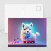 Briefkaart met Baby, schattig, cartoon lama (Voorkant / Achterkant)