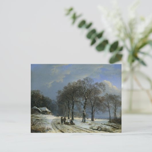 Briefkaart met Barend Cornelis Koekkoek schilderen (Staand voorkant)