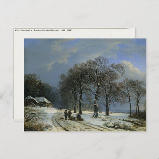 Briefkaart met Barend Cornelis Koekkoek schilderen (Voorkant / Achterkant)