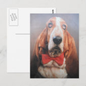 Briefkaart met Basset Hond in Stropdas (Voorkant / Achterkant)