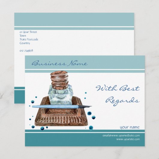 Briefkaart met beste wensen voor Inkwell (Voorkant / Achterkant)