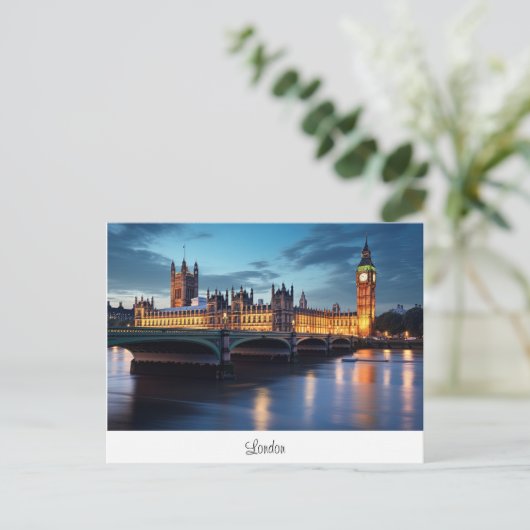Briefkaart met Big Ben, Londen. (Staand voorkant)