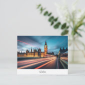 Briefkaart met Big Ben, Londen. (Staand voorkant)
