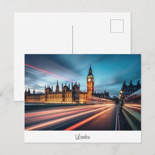 Briefkaart met Big Ben, Londen. (Voorkant / Achterkant)