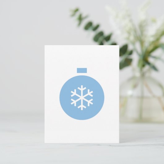 Briefkaart met blauw kerstbal (Staand voorkant)