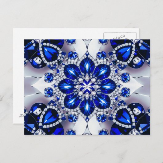 Briefkaart met Blauw Wit Kleuren Design (Voorkant / Achterkant)