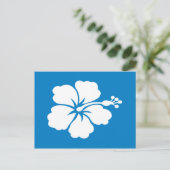 Briefkaart met blauw-witte hibiscus (Staand voorkant)