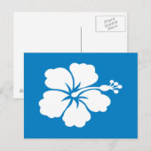 Briefkaart met blauw-witte hibiscus (Voorkant / Achterkant)