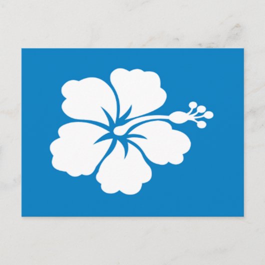 Briefkaart met blauw-witte hibiscus (Voorkant)