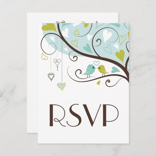 Briefkaart met blauwe en groene luivogels voor wed (Voorkant / Achterkant)