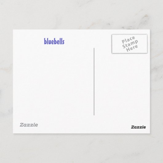 Briefkaart met blauwe klokbloemen (Achterkant)