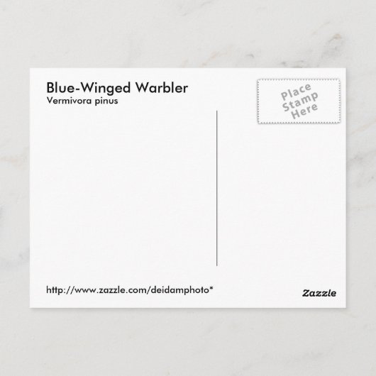 Briefkaart met blauwe vleugel (Achterkant)