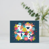 Briefkaart met bloemen en lieveheersbeestjes (Staand voorkant)