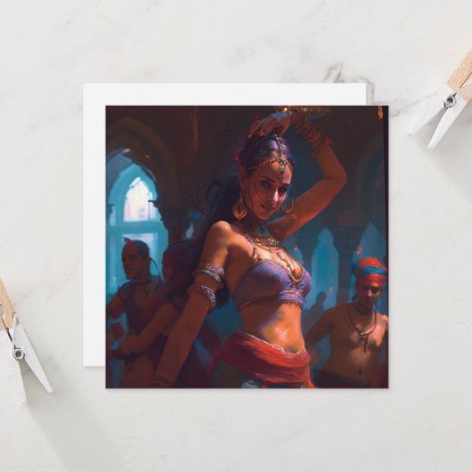 Briefkaart met buikdanseres (Voorkant / Achterkant in situ)