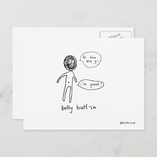 briefkaart met buikknop (Voorkant / Achterkant)