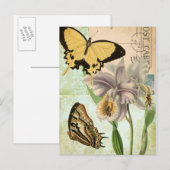 Briefkaart met Butterflies en Flowers (Voorkant / Achterkant)