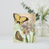  Briefkaart met Butterflies en Flowers (Staand voorkant)