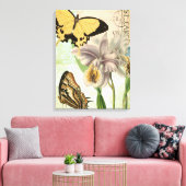 Briefkaart met Butterflies en Flowers Canvas Afdruk (Insitu (Woonkamer))