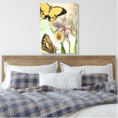 Briefkaart met Butterflies en Flowers Canvas Afdruk (Insitu (Slaapkamer))