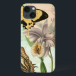 Briefkaart met Butterflies en Flowers Case-Mate iPhone Case<br><div class="desc">Deze afdruk van een  briefkaart met lavendere bloemen en kleurrijke vlinders werd gemaakt door Vision Studio. Een geweldig stuk dat geweldig zou zijn op elke muur. Bestel er vandaag nog een!</div>