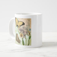 Briefkaart met Butterflies en Flowers