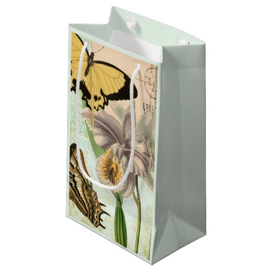  Briefkaart met Butterflies en Flowers Klein Cadeauzakje (Voorkant Gekanteld)