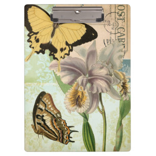 Briefkaart met Butterflies en Flowers Klembord