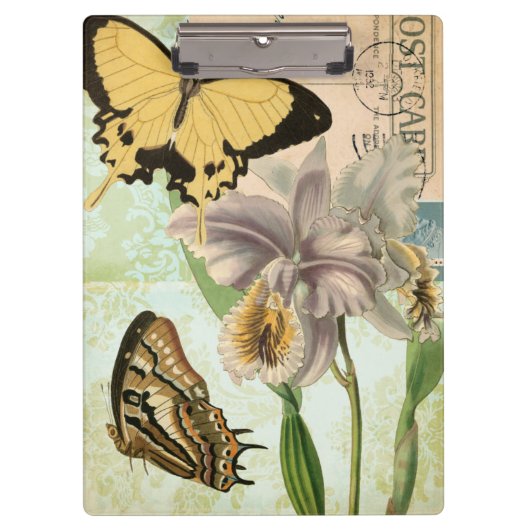  Briefkaart met Butterflies en Flowers Klembord (Voorkant)