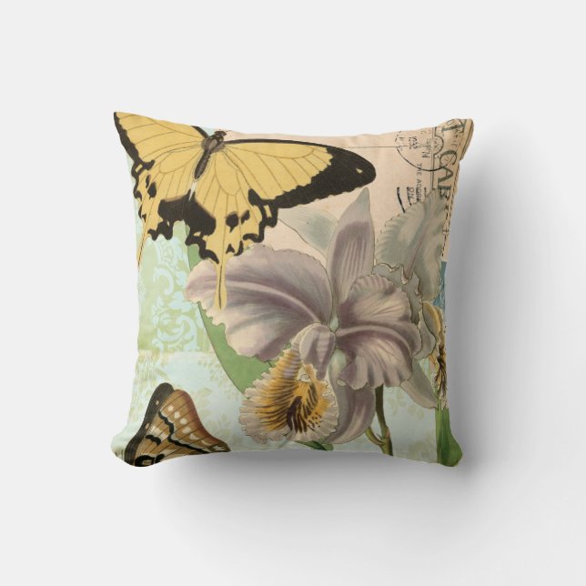  Briefkaart met Butterflies en Flowers Kussen (Voorkant)