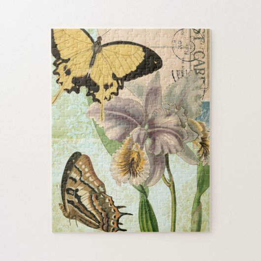  Briefkaart met Butterflies en Flowers Legpuzzel (Verticaal)