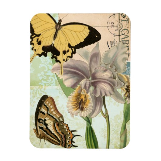  Briefkaart met Butterflies en Flowers Magneet (Verticaal)