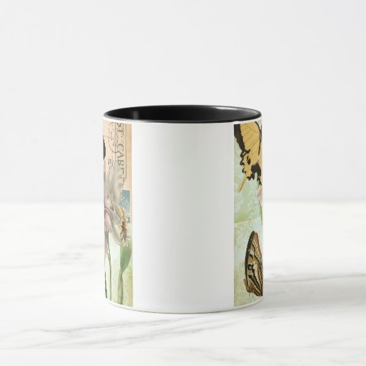  Briefkaart met Butterflies en Flowers Mok (Midden)