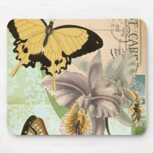  Briefkaart met Butterflies en Flowers Muismat