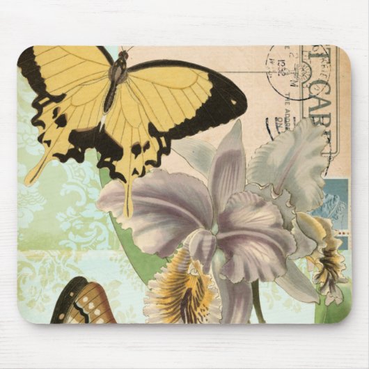 Briefkaart met Butterflies en Flowers Muismat (Voorkant)