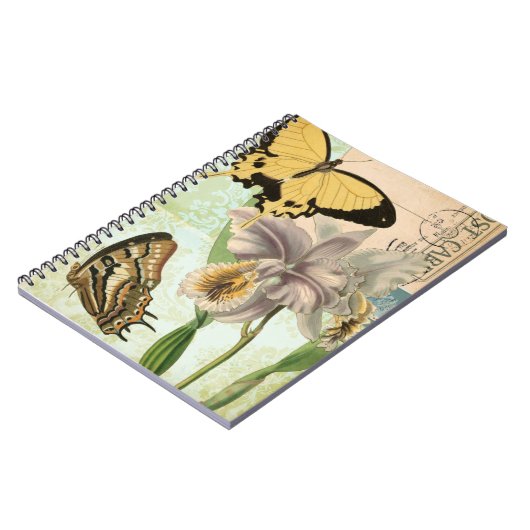  Briefkaart met Butterflies en Flowers Notitieboek (Linkerzijde)